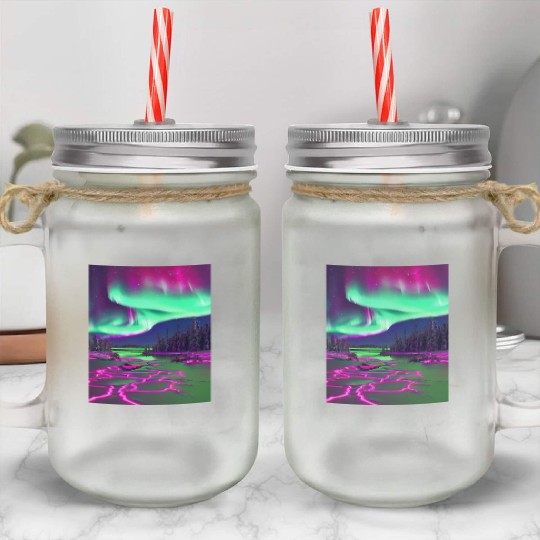 Northern Lights Mason Jar Cups