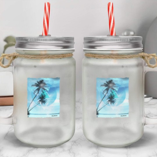 Artistic Dubai United Arab Emirates Palm Tree Mason Jar Cups