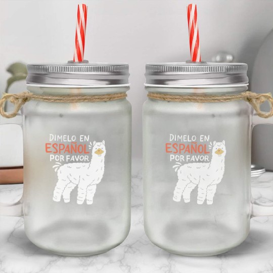 Spanish Teacher Llama Mason Jar Cups