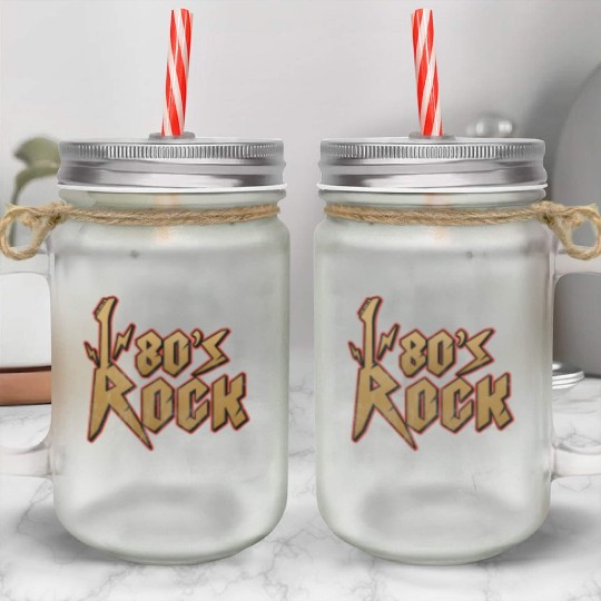 80s Rock Music Genre Eighties Vibe Retro Musician Mason Jar Cups