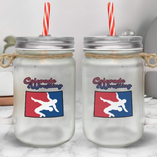 Colorado Wrestling Mason Jar Cups