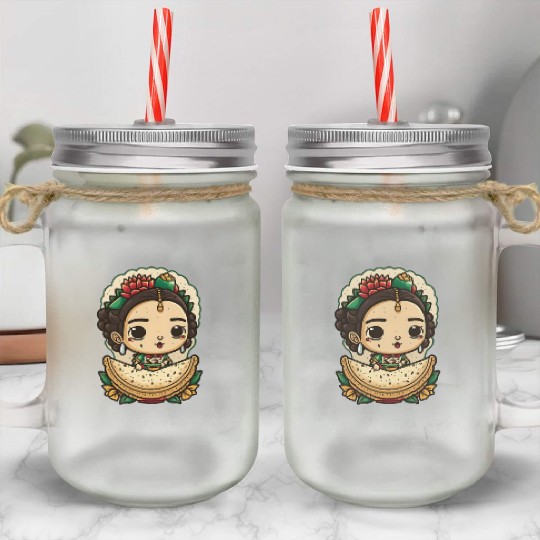 Frida Kahlo & Tacos Cinco De Mayo Mexican Fiesta Mason Jar Cups