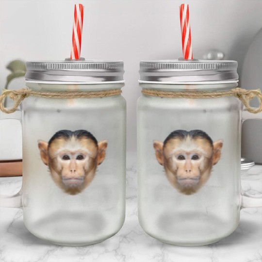 Capuchin Monkey Face Mason Jar Cups