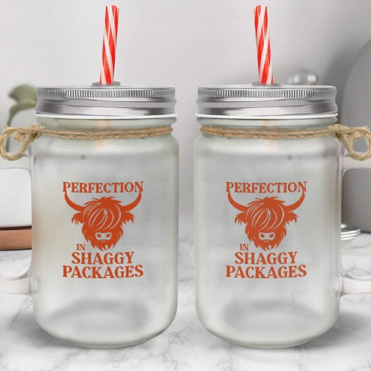 Perfection In Shaggy Packages Highland Cow Mason Jar Cups