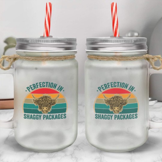 Perfection In Shaggy Packages Highland Cow Mason Jar Cups