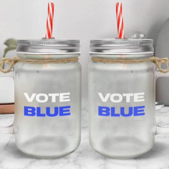 USA Election Vote Blue Minimalist Mason Jar Cups