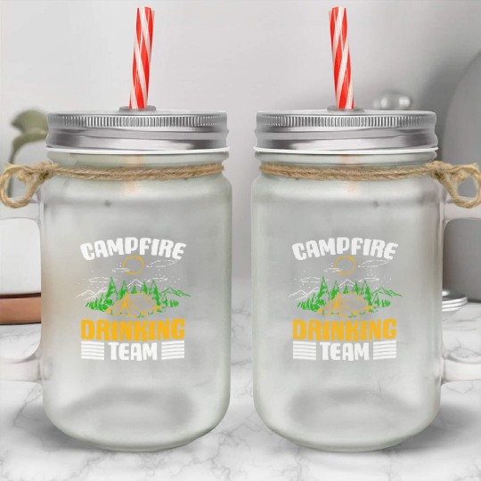 Campfire Drinking Team Camping Lover Camper Beer Mason Jar Cups