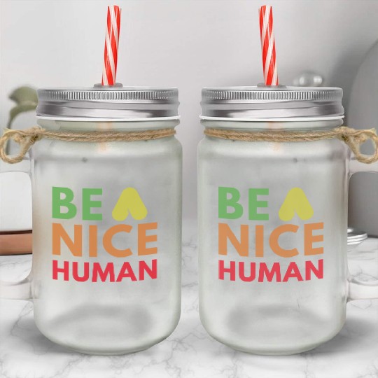 Be a nice human Mason Jar Cups