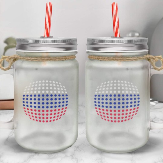 Russian Flag Mason Jar Cups
