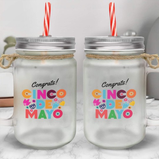Colorful Mexican Cinco de May Mason Jar Cups