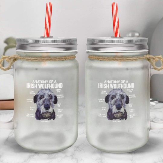 Anatomy of a Irish Wolfhound Dog Funny Gift Mason Jar Cups