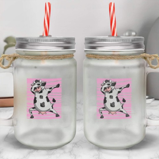 Farm Animal Lover Farmer Funny Dabbing Cow Mason Jar Cups