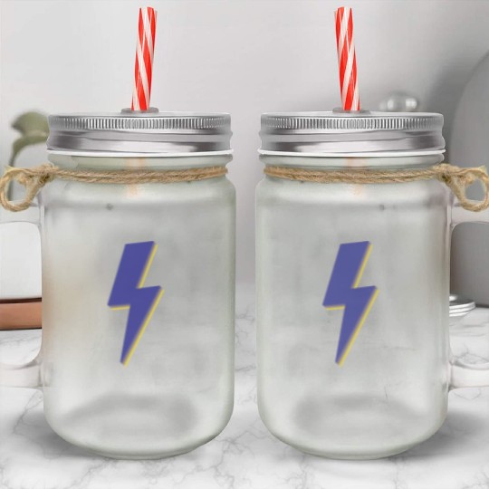 Lightning Bolt Blue 3D Mason Jar Cups