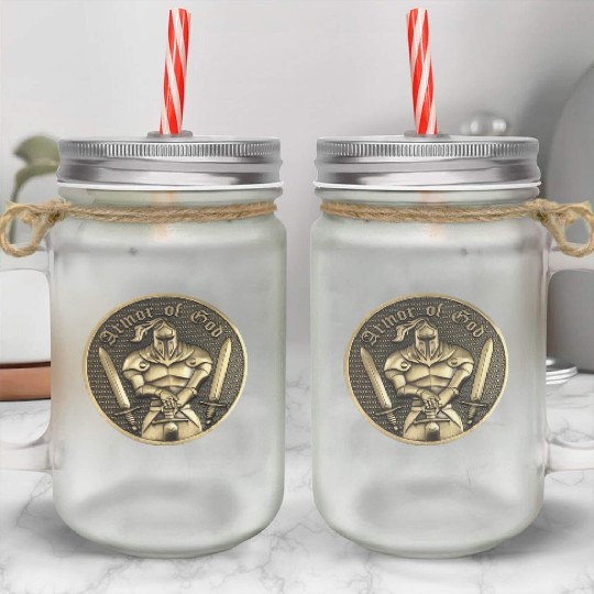 Armor of god christian knight Mason Jar Cups