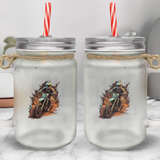 Dirt Bike Offroad Riding Motocross Biker Mason Jar Cups