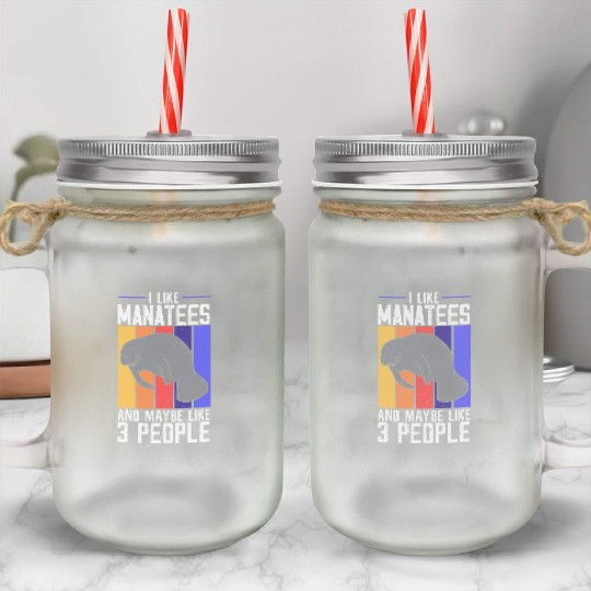 I Like Manatees Dugong Sea Cow Manatee Lover Mason Jar Cups