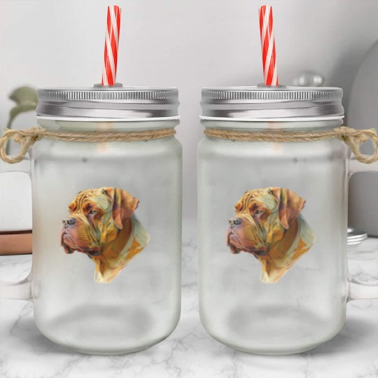 Abstract AI-Generated Dogue de Bordeaux Mason Jar Cups