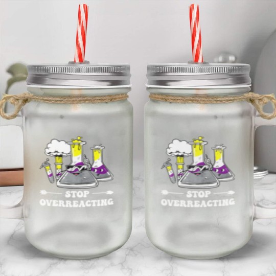 Non Binary Pride Flag Chemistry Teacher Mason Jar Cups