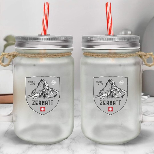 Zermatt Matterhorn Mountain Switzerland Emblem Mason Jar Cups