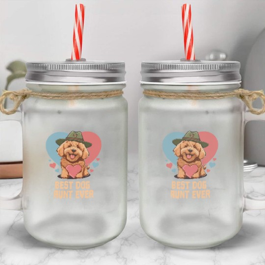 Best Dog Aunt Ever Goldendoodle Cute Dog Mom Mason Jar Cups