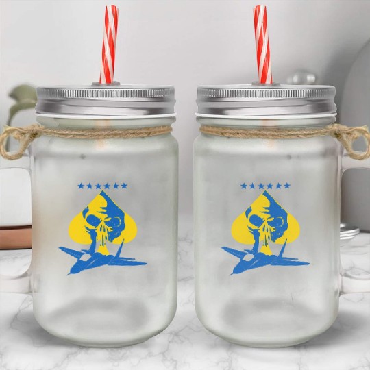 The Ghost Of Kyiv Kiev Ukraine Ace Fighter Pilot Mason Jar Cups