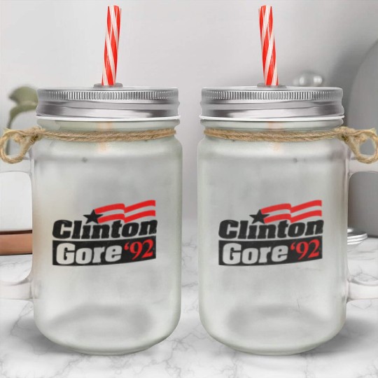 Clinton Gore '92 Bill Clinton President Mason Jar Cups