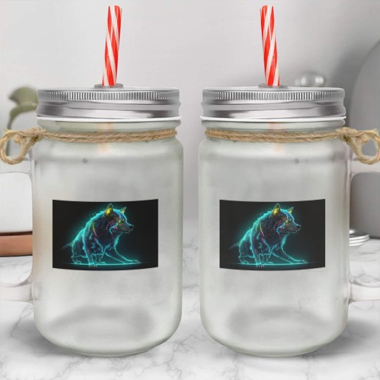 Neon Moon Wolf Mason Jar Cups