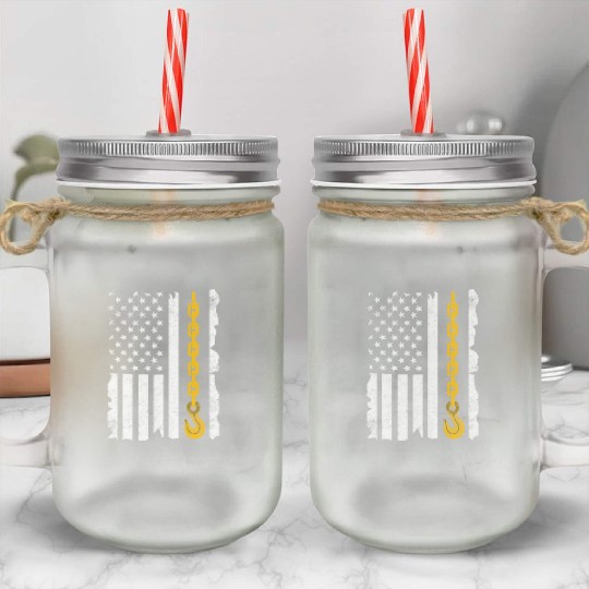 Tow Truck Us Flag Trucking Driver Mason Jar Cups
