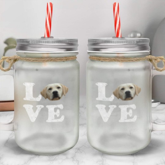 I Love My Yellow Lab Labrador Retriever Dog Mason Jar Cups