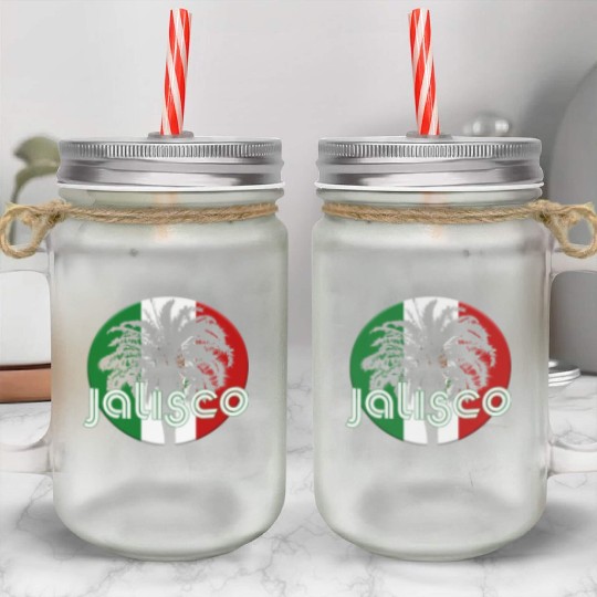 Jalisco Mexico Flag Native Palm Tree Mexican Mason Jar Cups