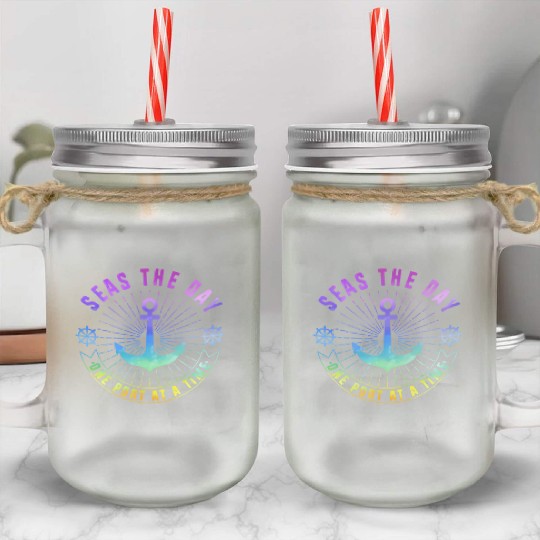 Cruise Seas The Day Family Vacation Mason Jar Cups