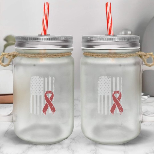 Multiple Myeloma Cancer Awareness Us American Flag Mason Jar Cups