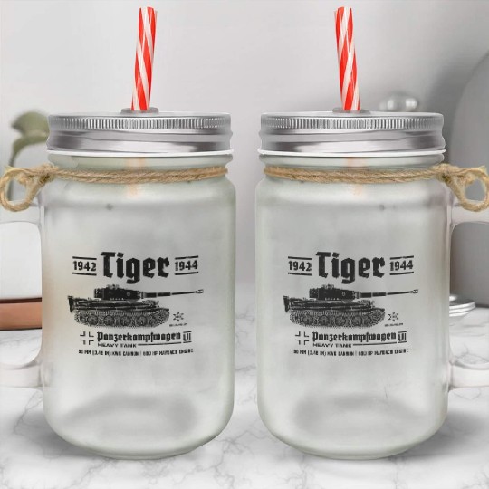 Tiger Tank Panzer World War 2 Armored Vehicle Mason Jar Cups