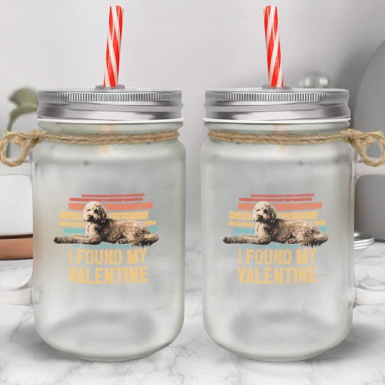 Retro Goldendoodle Dog Mom Doodle Dad Vintage Dog Mason Jar Cups
