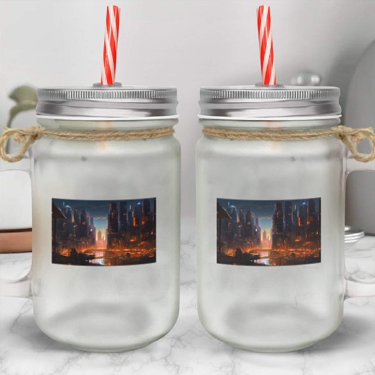 Chicago Cyber Punk Mason Jar Cups