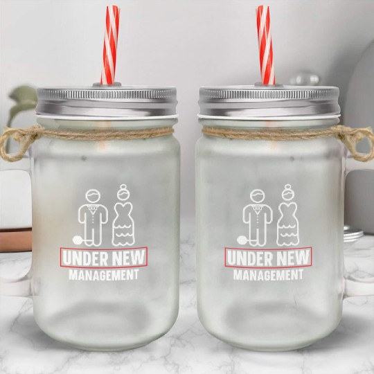 Bride And Groom Wedding Day Marriage Just Married Mason Jar Cups