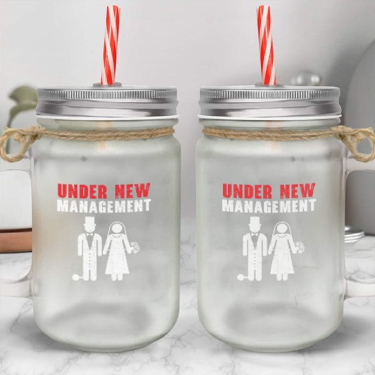 Bride And Groom Wedding Day Marriage Just Married Mason Jar Cups