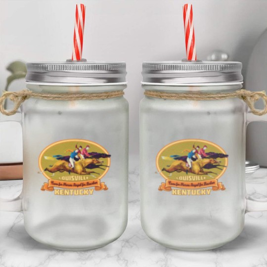 Louisville Kentucky Horse Racing Bourbon Derby Mason Jar Cups