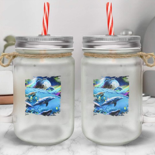 Galaxy Dolphin Dolphins In Space Mason Jar Cups