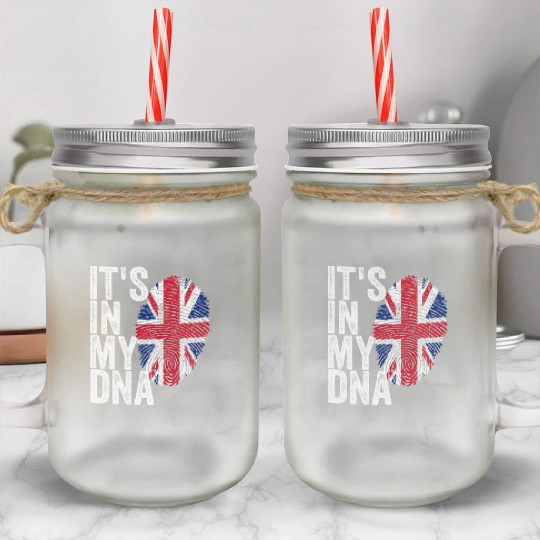 It'S In My Dna Uk Union Jack England Flag Eu Mason Jar Cups