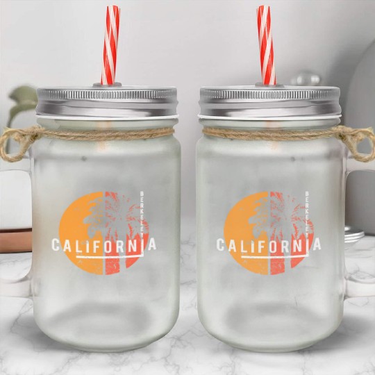 Berkeley California Cool Palm Tree Native Mason Jar Cups