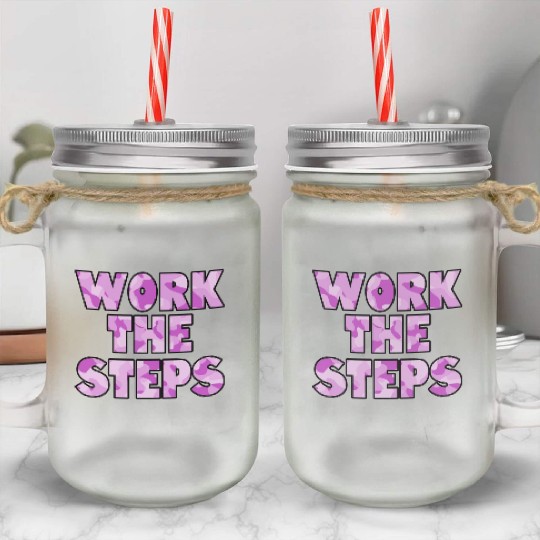 Work the Steps purple camo Mason Jar Cups