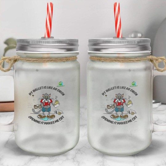 Crying Onion Wallet Humor Mason Jar Cups