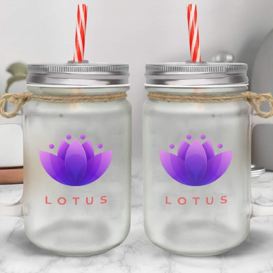 "Blooming Serenity: The Essence of Lotus Design" Mason Jar Cups
