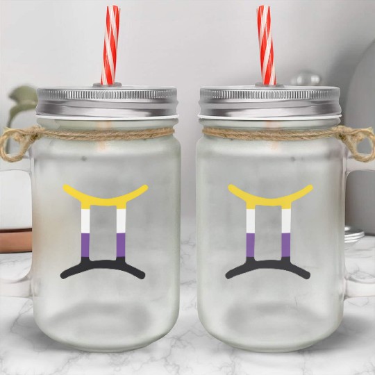 Non Binary Gemini Sign Non Binary Pride Mason Jar Cups