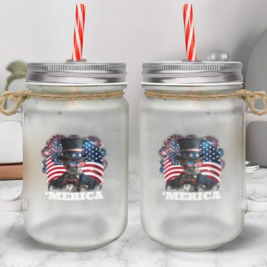 Merica Lincoln Independence Day Party 4th July Mason Jar Cups