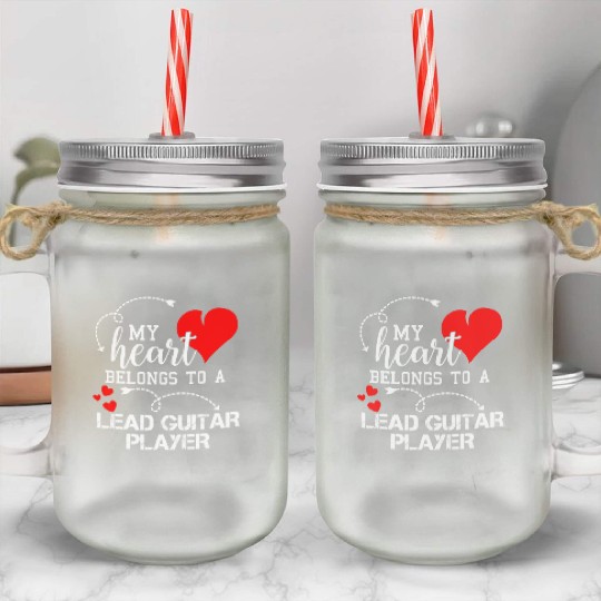 I Love My Lead Guitar Player Husband Wife Mason Jar Cups