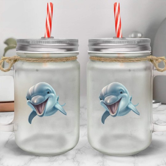 Sunny Delphinia: Joyful Dolphin's Paradise Mason Jar Cups