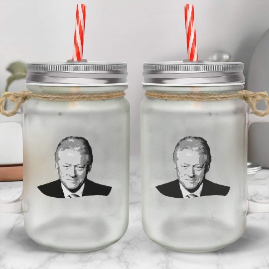 Bill Clinton Grayscale Pop Art Mason Jar Cups