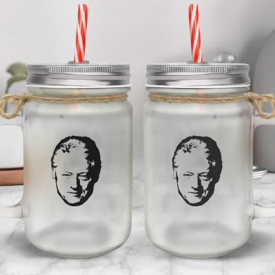 Bill Clinton Black On White Pop Art Mason Jar Cups